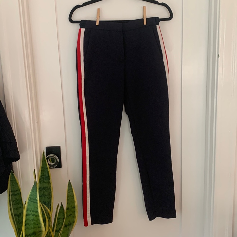 Zara High Waist Navy Blue Trouser XS